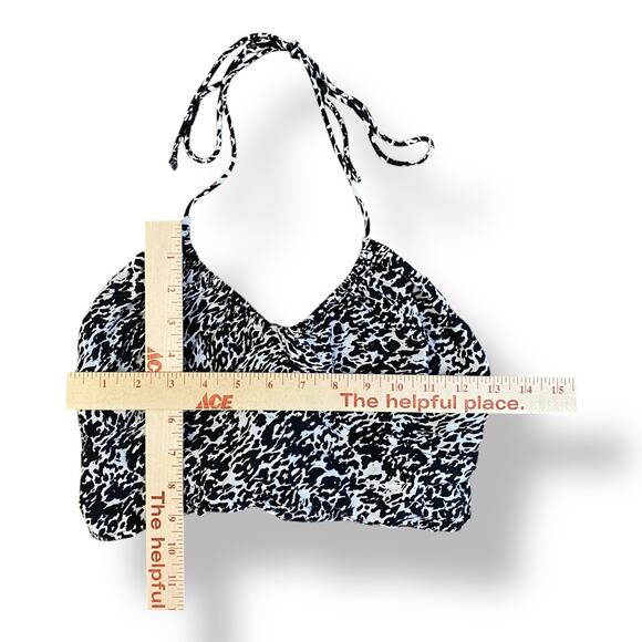 Motel Rocks Leopard Print Tie Back Halter Top Womens Size‎ XS Black White - Picture 3 of 8